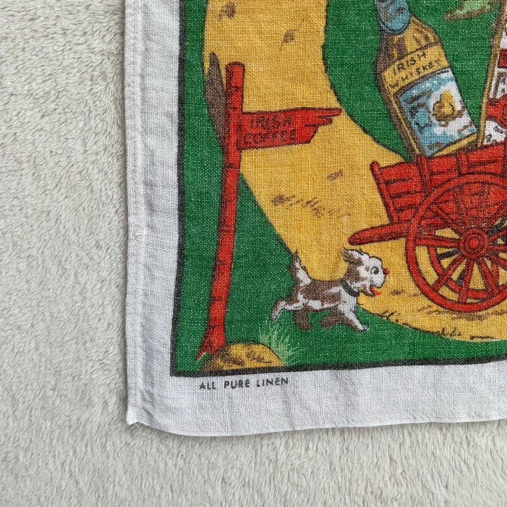 Vintage Irish Coffee Recipe Linen Tea Towel Made in Ireland Pure Linen